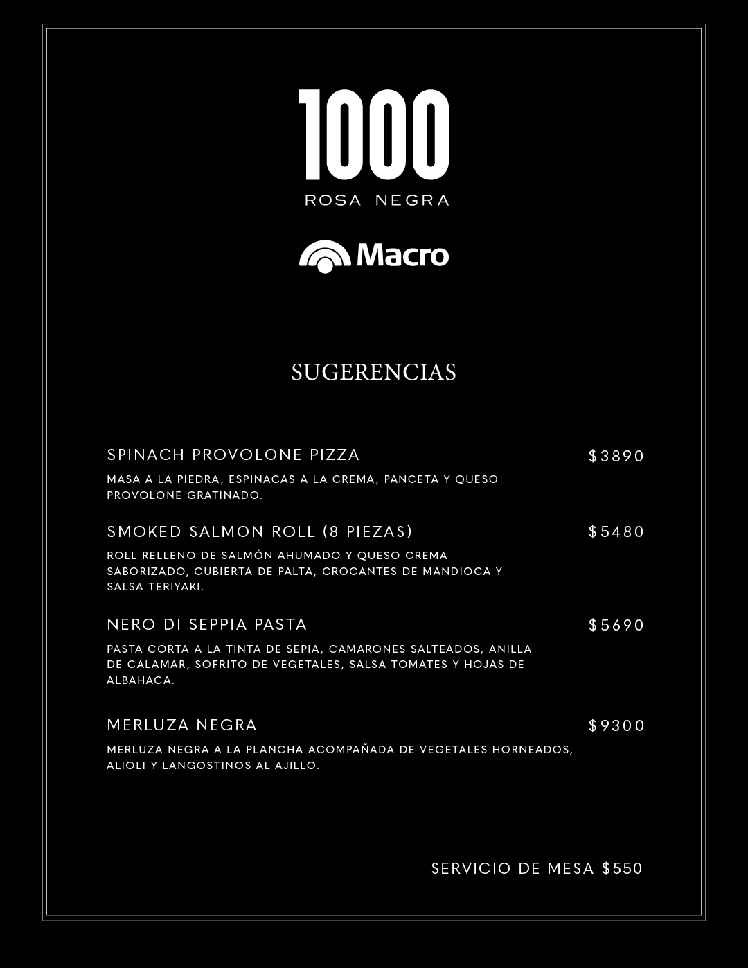 menu de vinos